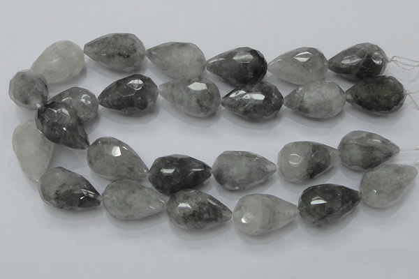 CCQ112 15.5 inches 20*30mm faceted teardrop cloudy quartz beads