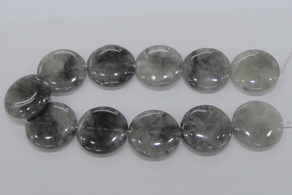 CCQ122 15.5 inches 35mm coin cloudy quartz beads wholesale