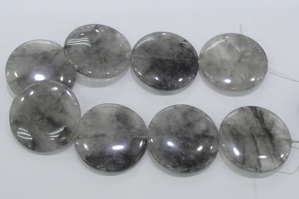 CCQ124 15.5 inches 50mm coin cloudy quartz beads wholesale