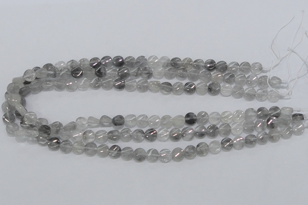 CCQ125 15.5 inches 8mm twisted coin cloudy quartz beads wholesale