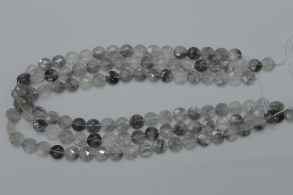 CCQ134 15.5 inches 10mm faceted coin cloudy quartz beads wholesale