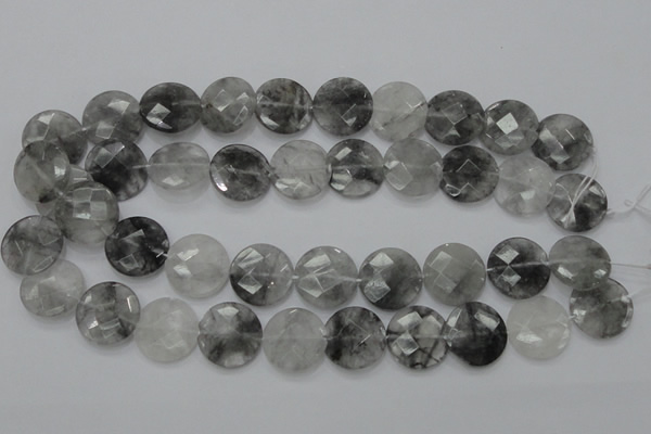 CCQ137 15.5 inches 20mm faceted coin cloudy quartz beads wholesale