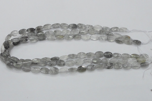 CCQ152 15.5 inches 8*12mm faceted oval cloudy quartz beads wholesale