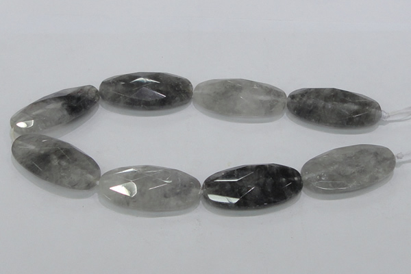 CCQ159 15.5 inches 25*50mm faceted oval cloudy quartz beads wholesale