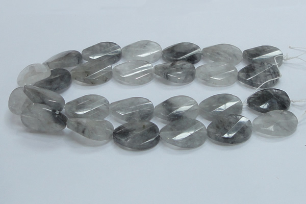 CCQ167 15.5 inches 22*30mm twisted & faceted oval cloudy quartz beads