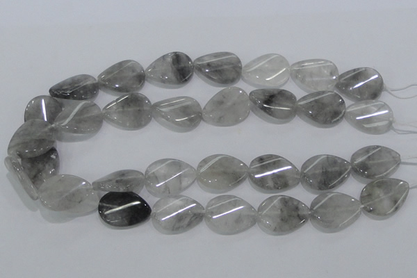 CCQ170 15.5 inches 18*25mm twisted flat teardrop cloudy quartz beads