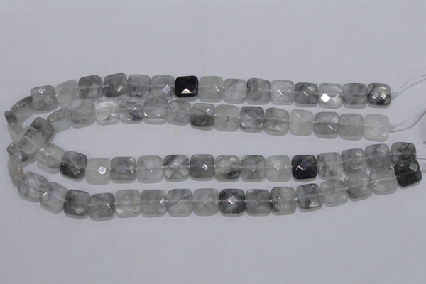 CCQ199 15.5 inches 12*12mm faceted square cloudy quartz beads
