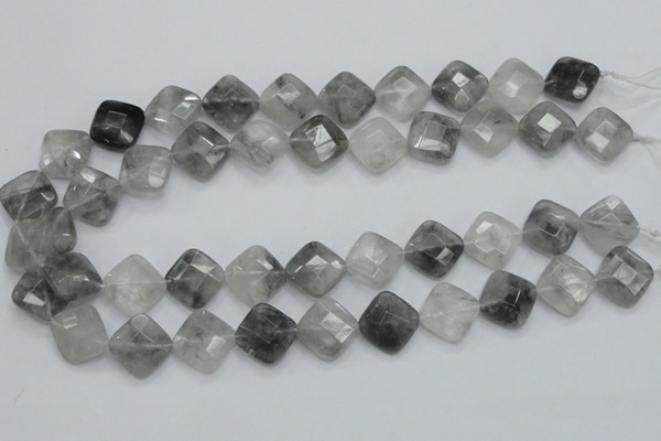 CCQ210 15.5 inches 15*15mm faceted diamond cloudy quartz beads