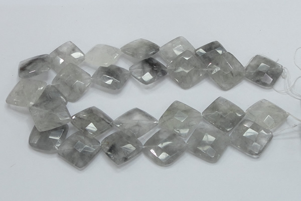 CCQ211 15.5 inches 25*25mm faceted diamond cloudy quartz beads