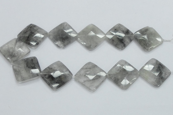CCQ212 15.5 inches 30*30mm faceted diamond cloudy quartz beads
