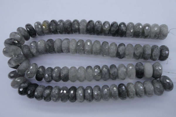 CCQ238 15.5 inches 10*20mm faceted rondelle cloudy quartz beads
