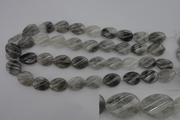 CCQ250 15.5 inches 15*20mm twisted oval cloudy quartz beads wholesale
