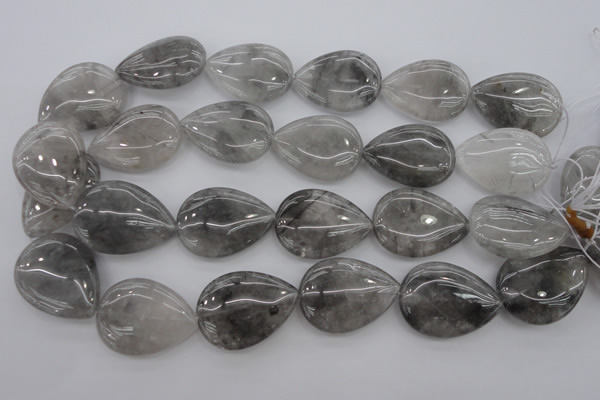 CCQ257 15.5 inches 25*35mm flat teardrop cloudy quartz beads