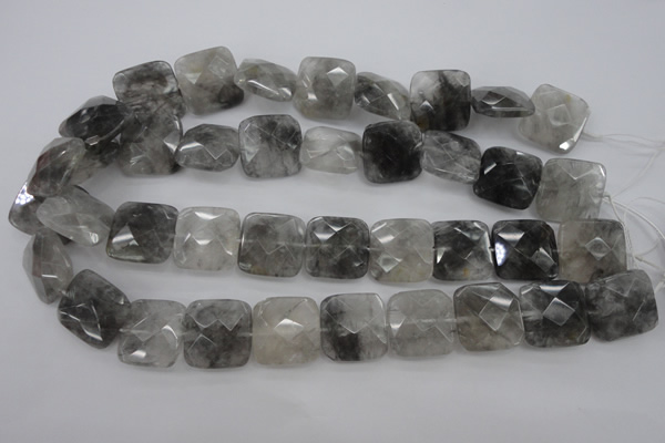 CCQ262 15.5 inches 20*20mm faceted square cloudy quartz beads