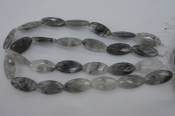 CCQ266 15.5 inches 15*30mm faceted oval cloudy quartz beads