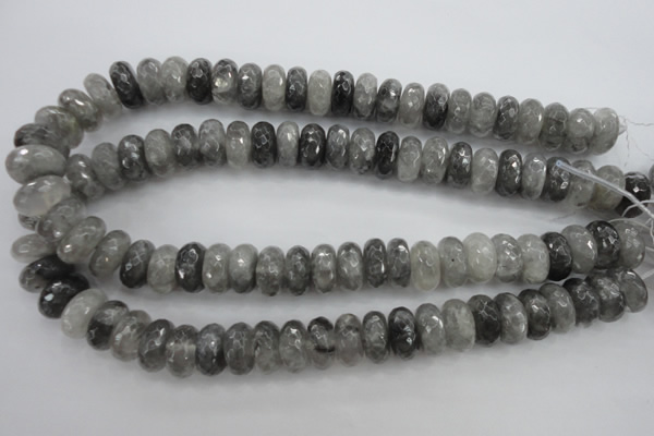 CCQ285 15.5 inches 8*16mm faceted rondelle cloudy quartz beads