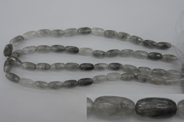 CCQ291 15.5 inches 8*16mm faceted rice cloudy quartz beads