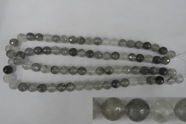 CCQ313 15.5 inches 10mm faceted round cloudy quartz beads wholesale