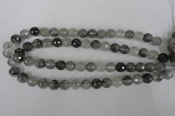 CCQ314 15.5 inches 12mm faceted round cloudy quartz beads wholesale