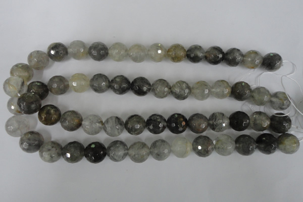 CCQ315 15.5 inches 14mm faceted round cloudy quartz beads wholesale