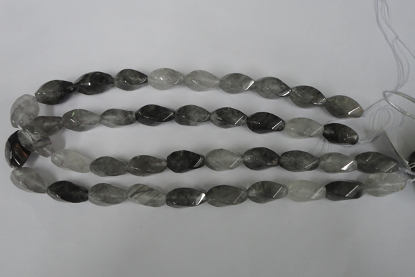 CCQ358 15.5 inches 10*20mm twisted rice cloudy quartz beads wholesale