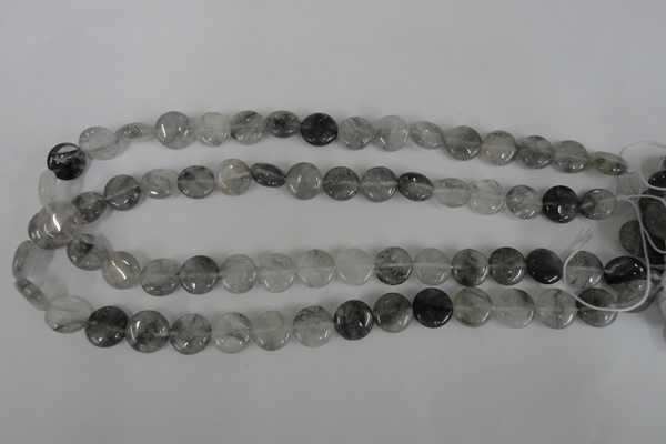 CCQ370 15.5 inches 12mm flat round cloudy quartz beads wholesale
