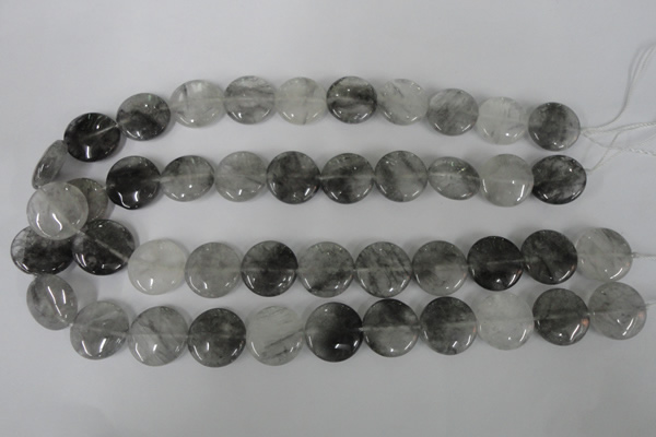 CCQ373 15.5 inches 18mm flat round cloudy quartz beads wholesale