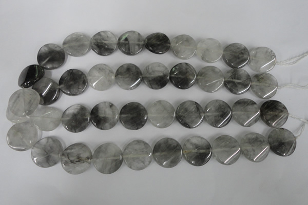 CCQ450 15.5 inches 20mm twisted coin cloudy quartz beads wholesale