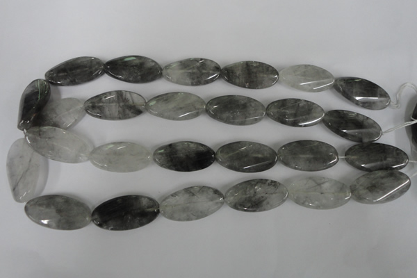CCQ456 15.5 inches 15*30mm twisted oval cloudy quartz beads wholesale