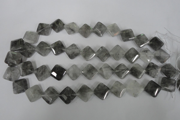 CCQ485 15.5 inches 15*15mm faceted diamond cloudy quartz beads