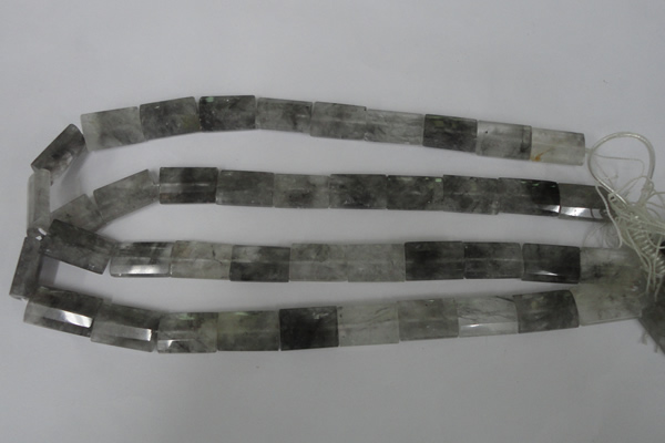 CCQ498 15.5 inches 13*20mm faceted flat tube cloudy quartz beads