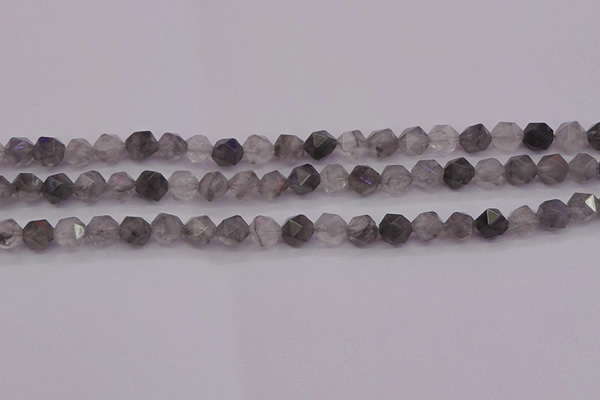 CCQ571 15.5 inches 6mm faceted nuggets cloudy quartz beads