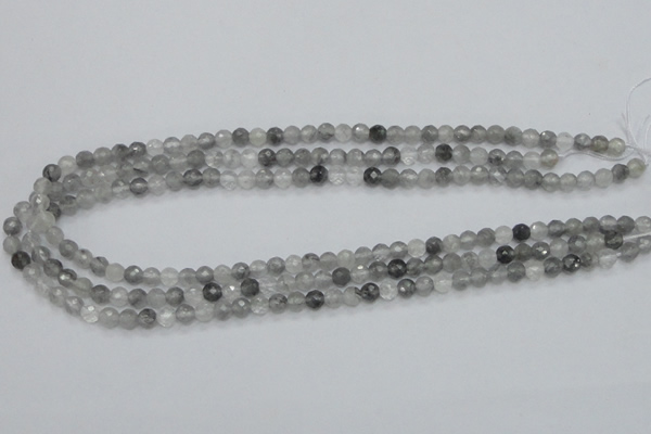 CCQ58 15.5 inches 6mm faceted round cloudy quartz beads wholesale