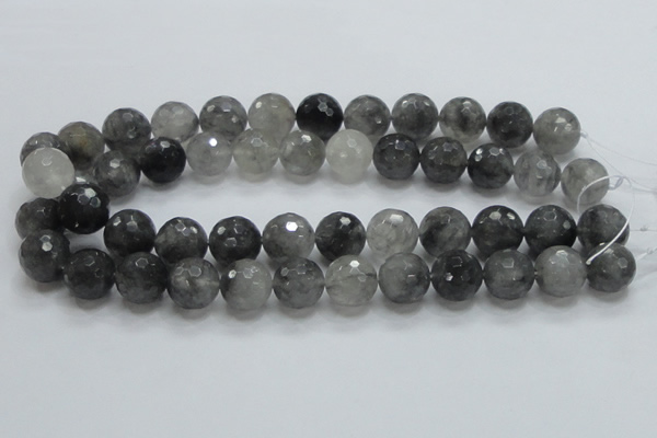 CCQ63 15.5 inches 16mm faceted round cloudy quartz beads wholesale