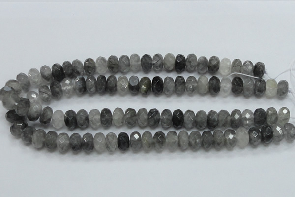 CCQ76 15.5 inches 8*14mm faceted rondelle cloudy quartz beads wholesale