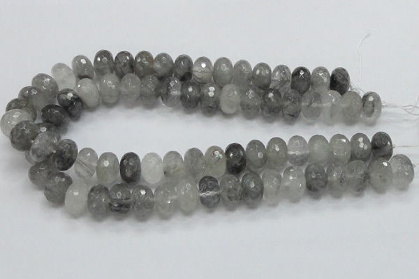 CCQ78 15.5 inches 10*16mm faceted rondelle cloudy quartz beads wholesale