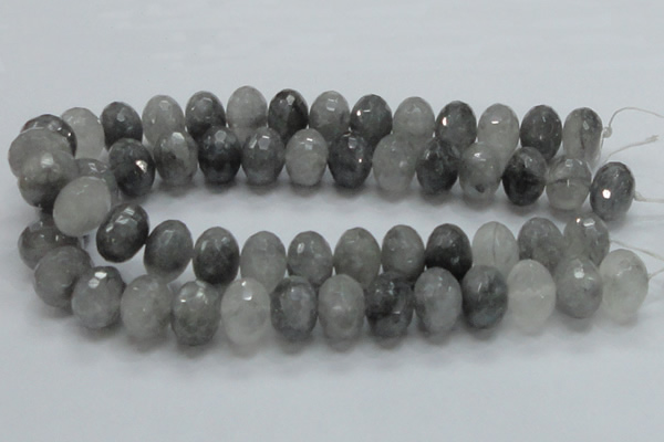 CCQ79 15.5 inches 15*20mm faceted rondelle cloudy quartz beads wholesale