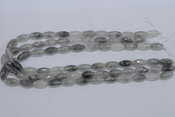 CCQ92 15.5 inches 8*16mm faceted rice cloudy quartz beads wholesale