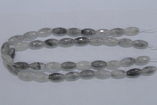 CCQ93 15.5 inches 10*20mm faceted rice cloudy quartz beads wholesale