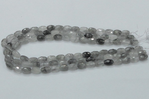 CCQ97 15.5 inches 8*12mm faceted egg-shaped cloudy quartz beads