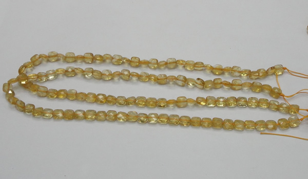 CCR12 15.5 inches 7*7mm faceted square natural citrine gemstone beads