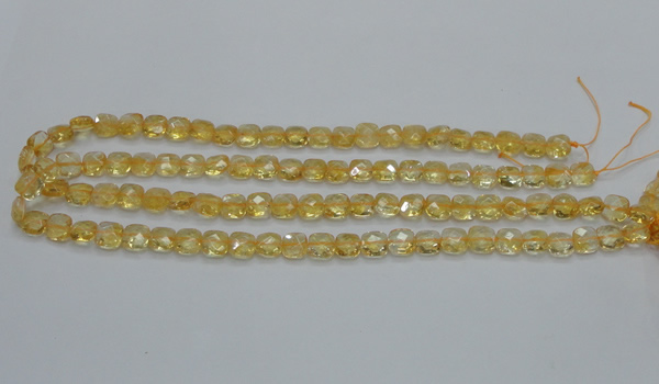 CCR14 15.5 inches 8*8mm faceted square natural citrine gemstone beads
