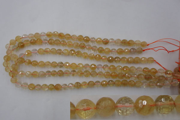 CCR153 15.5 inches 8mm faceted round natural citrine gemstone beads