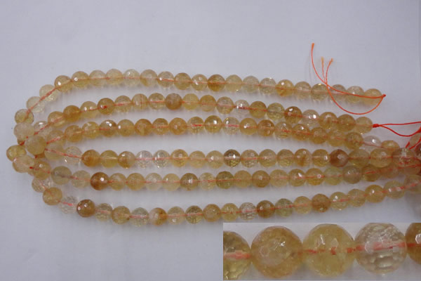 CCR154 15.5 inches 9mm faceted round natural citrine gemstone beads