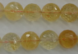 CCR159 15.5 inches 14mm faceted round natural citrine beads