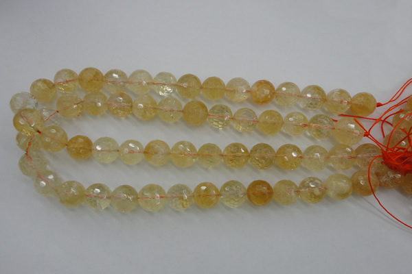 CCR159 15.5 inches 14mm faceted round natural citrine beads
