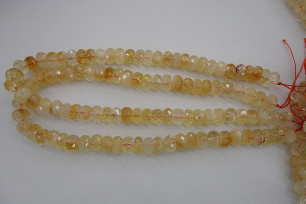 CCR163 15.5 inches 7*12mm faceted rondelle natural citrine beads