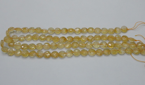 CCR18 15.5 inches 10mm faceted flat round natural citrine gemstone beads
