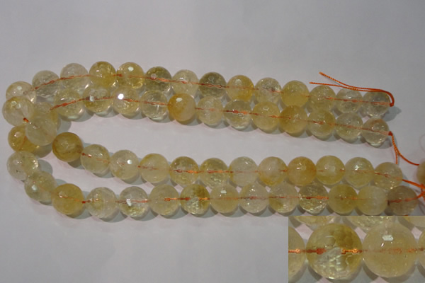 CCR205 15.5 inches 14mm faceted round natural citrine gemstone beads
