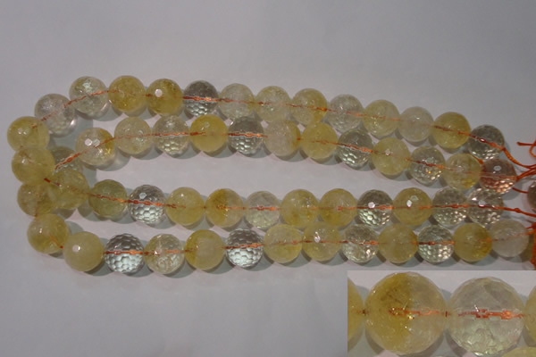 CCR206 15.5 inches 15mm faceted round natural citrine gemstone beads